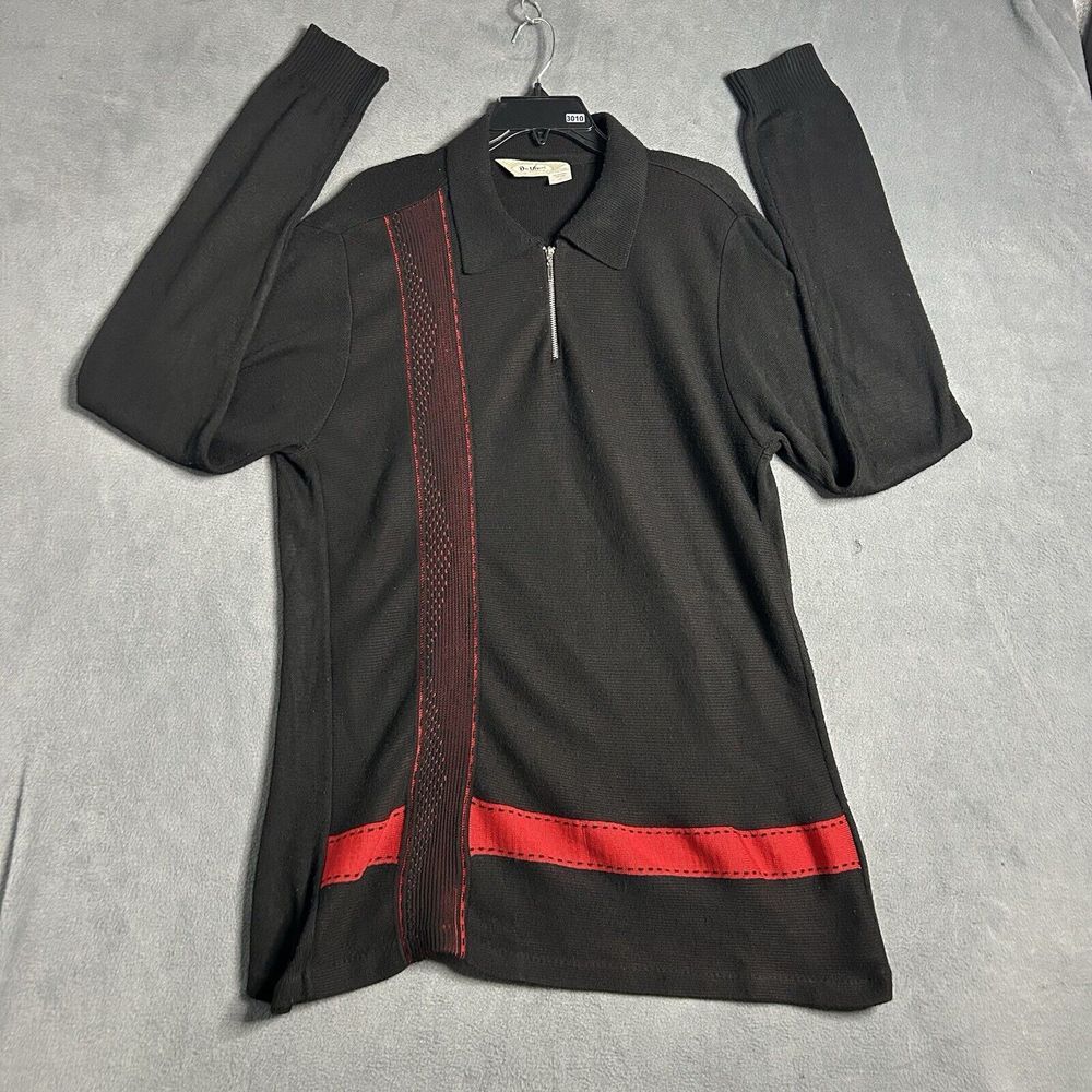 Vintage‎ Da Vinci California 1/4 Zip Sweater Men's Size Large Black Red Vintage